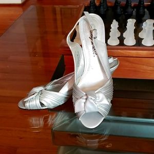 Ladies slingback silver heels